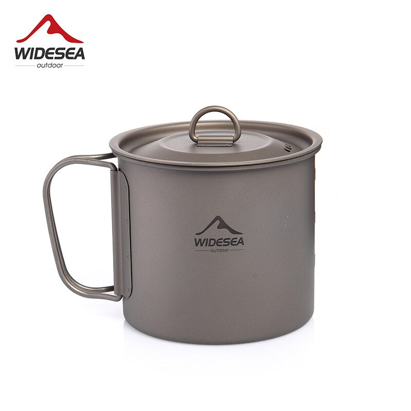 Camping Mug Titanium Cup Tourist Picnic Tableware Utensils Equipment Outdoor Cookware Hiking Kitchen Travel Cooking Set