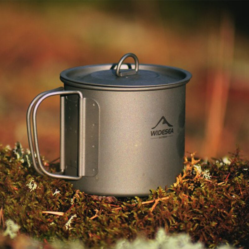 Camping Mug Titanium Cup Tourist Picnic Tableware Utensils Equipment Outdoor Cookware Hiking Kitchen Travel Cooking Set