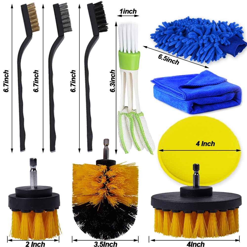 Detailing Brush Set Car Cleaning Brushes Power Scrubber Drill Brush for Car Leather Air Vents Rim Cleaning Dirt Dust Clean Tools