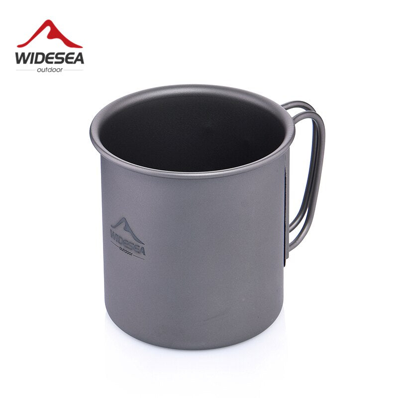 Camping Mug Titanium Cup Tourist Picnic Tableware Utensils Equipment Outdoor Cookware Hiking Kitchen Travel Cooking Set