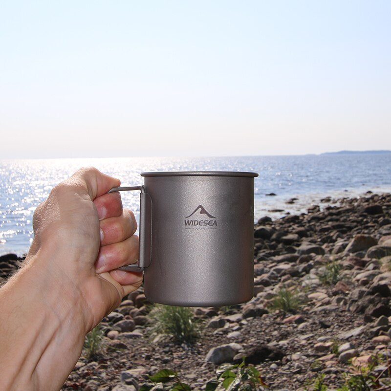 Camping Mug Titanium Cup Tourist Picnic Tableware Utensils Equipment Outdoor Cookware Hiking Kitchen Travel Cooking Set